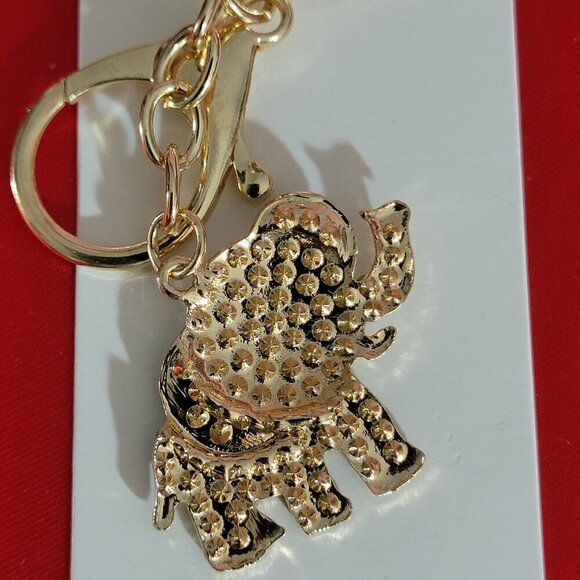 Black White Crystal Elephant Key Ring Bag Charm - Picture 6 of 7